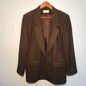 Alfred‎ Dunner Vintage Black Wool 2 Button Closure Blazer Womens Size 12